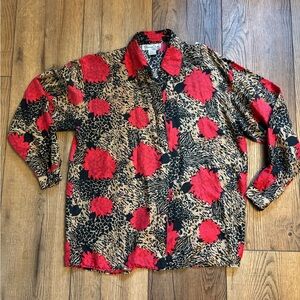 Oscar de la Renta Expressions Bold Red and Black Casual Shirt